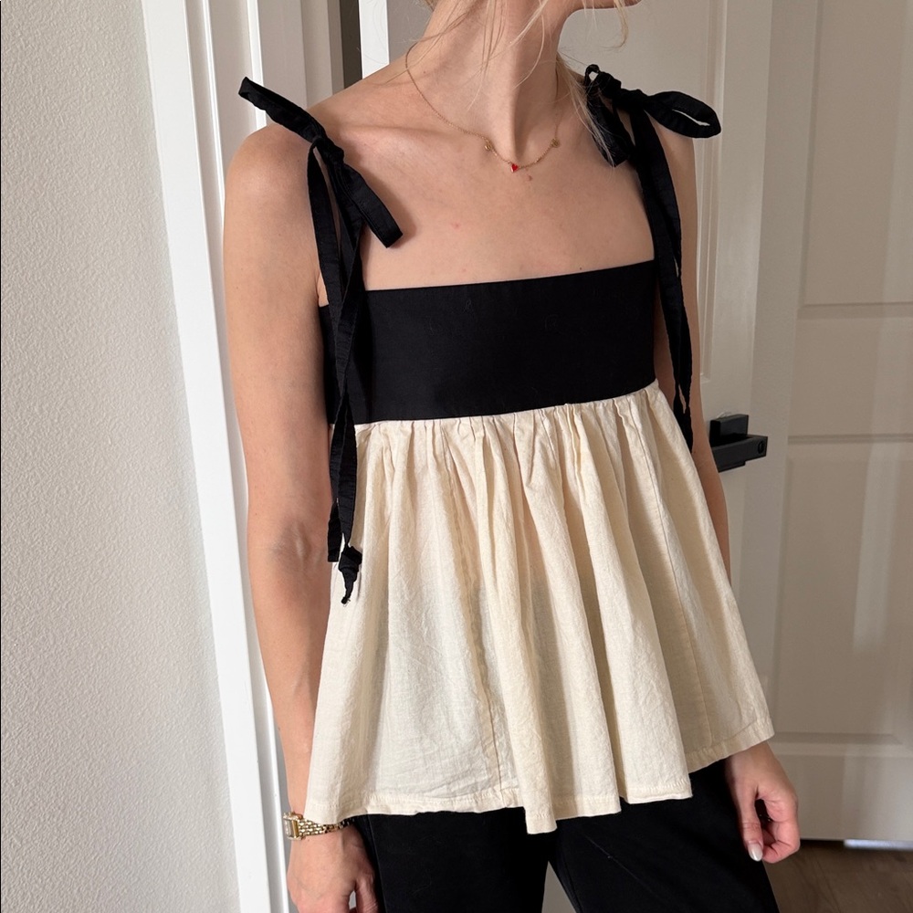 Elegant Black and Cream Women's Top